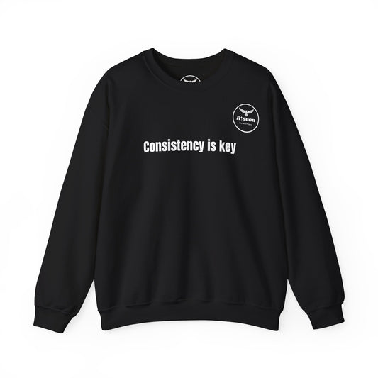 Consistency Is Key Sweatshirt — Motivational Crewneck with Eagle Logo