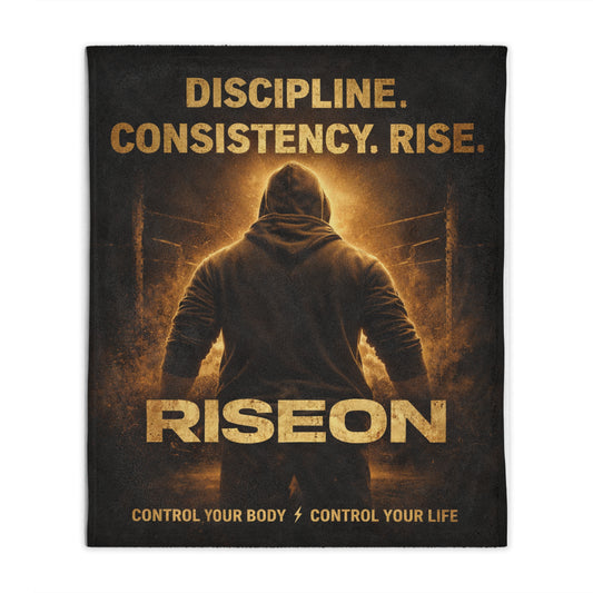Minky Blanket — RiseOn Motivational Throw: "Discipline. Consistency. Rise." Fitness Inspiration Blanket