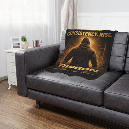 Minky Blanket — RiseOn Motivational Throw: "Discipline. Consistency. Rise." Fitness Inspiration Blanket