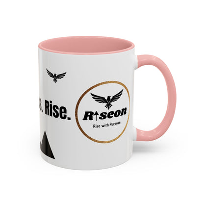 Riseon 'Rise. Progress. Rise.' Accent Coffee Mug – Inspirational Logo Coffee Cup (11/15 oz)