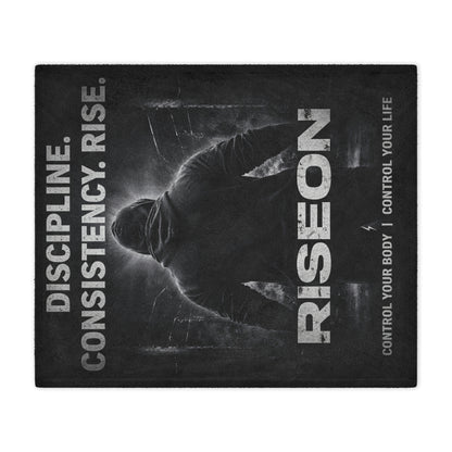 Minky Blanket — Motivational 'RISEON' Fitness Throw (Discipline. Consistency. Rise.)