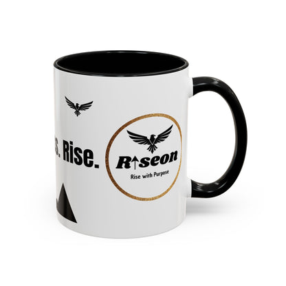 Riseon 'Rise. Progress. Rise.' Accent Coffee Mug – Inspirational Logo Coffee Cup (11/15 oz)
