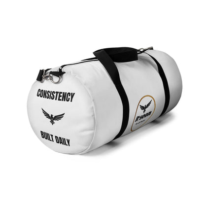 Riseon Logo Duffle Bag - White Gym &amp; Travel Duffel with Shoulder Strap