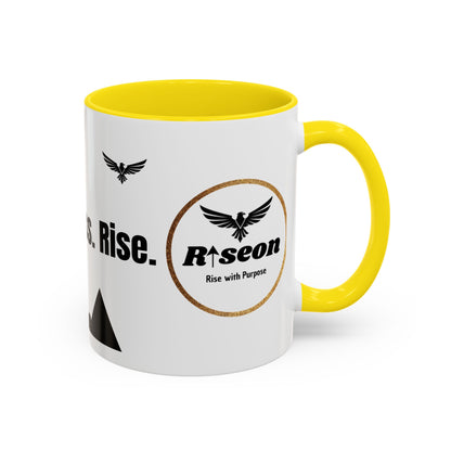 Riseon 'Rise. Progress. Rise.' Accent Coffee Mug – Inspirational Logo Coffee Cup (11/15 oz)