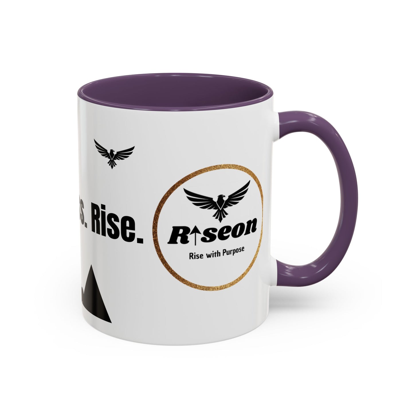 Riseon 'Rise. Progress. Rise.' Accent Coffee Mug – Inspirational Logo Coffee Cup (11/15 oz)