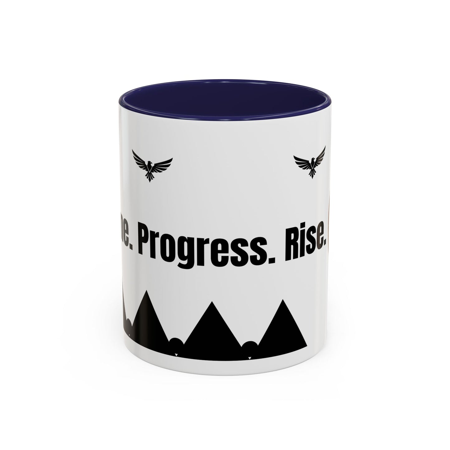 Riseon 'Rise. Progress. Rise.' Accent Coffee Mug – Inspirational Logo Coffee Cup (11/15 oz)