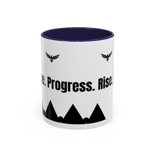Riseon 'Rise. Progress. Rise.' Accent Coffee Mug – Inspirational Logo Coffee Cup (11/15 oz)