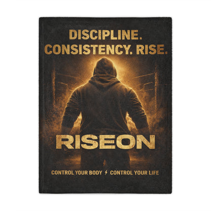 Minky Blanket — RiseOn Motivational Throw: "Discipline. Consistency. Rise." Fitness Inspiration Blanket