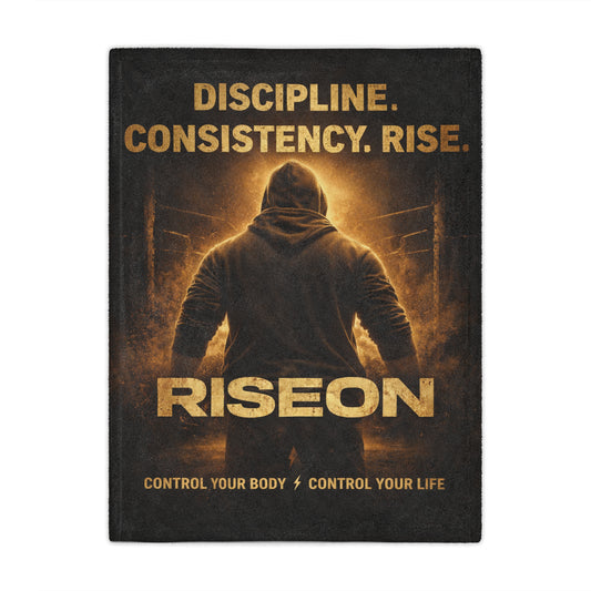Minky Blanket — RiseOn Motivational Throw: "Discipline. Consistency. Rise." Fitness Inspiration Blanket