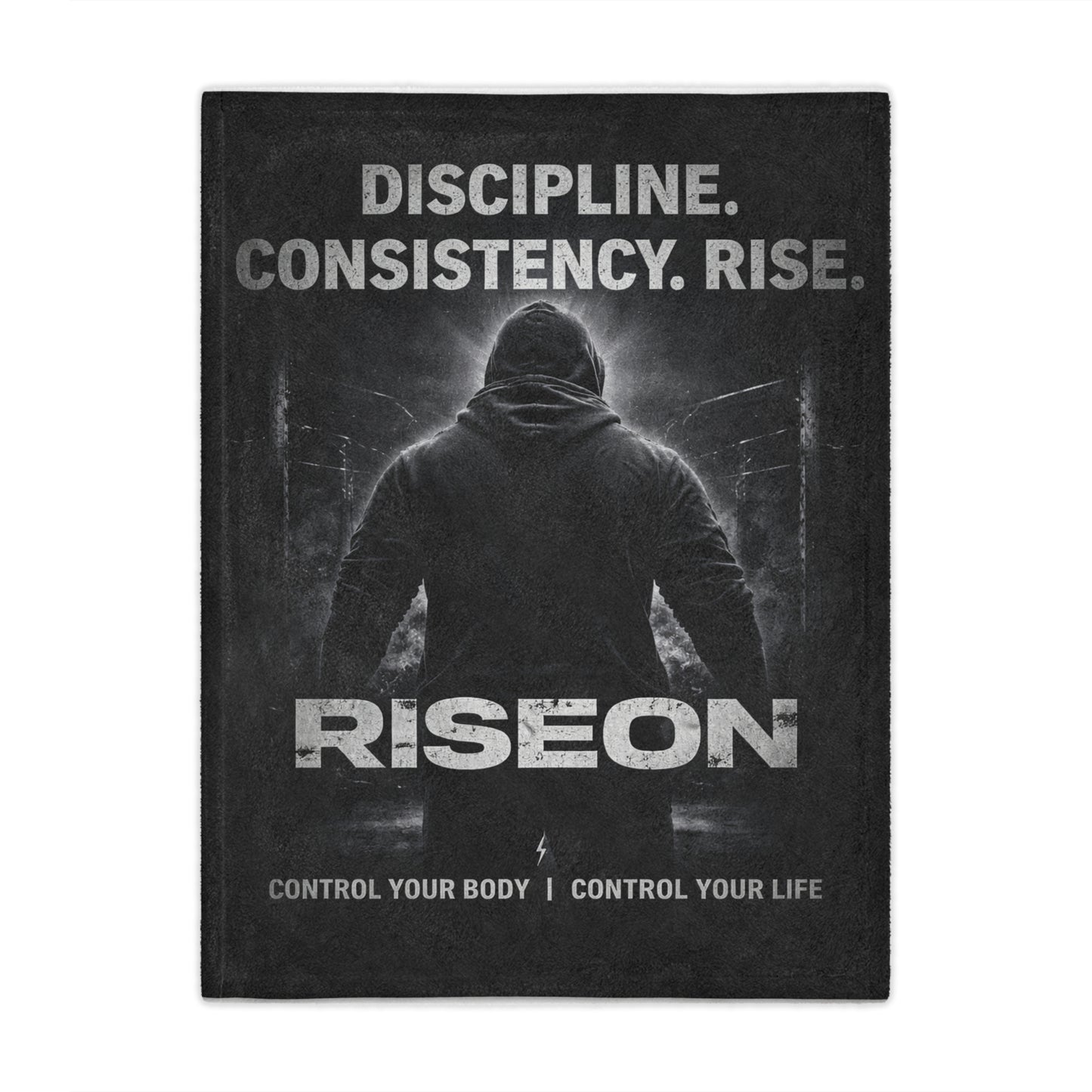 Minky Blanket — Motivational 'RISEON' Fitness Throw (Discipline. Consistency. Rise.)
