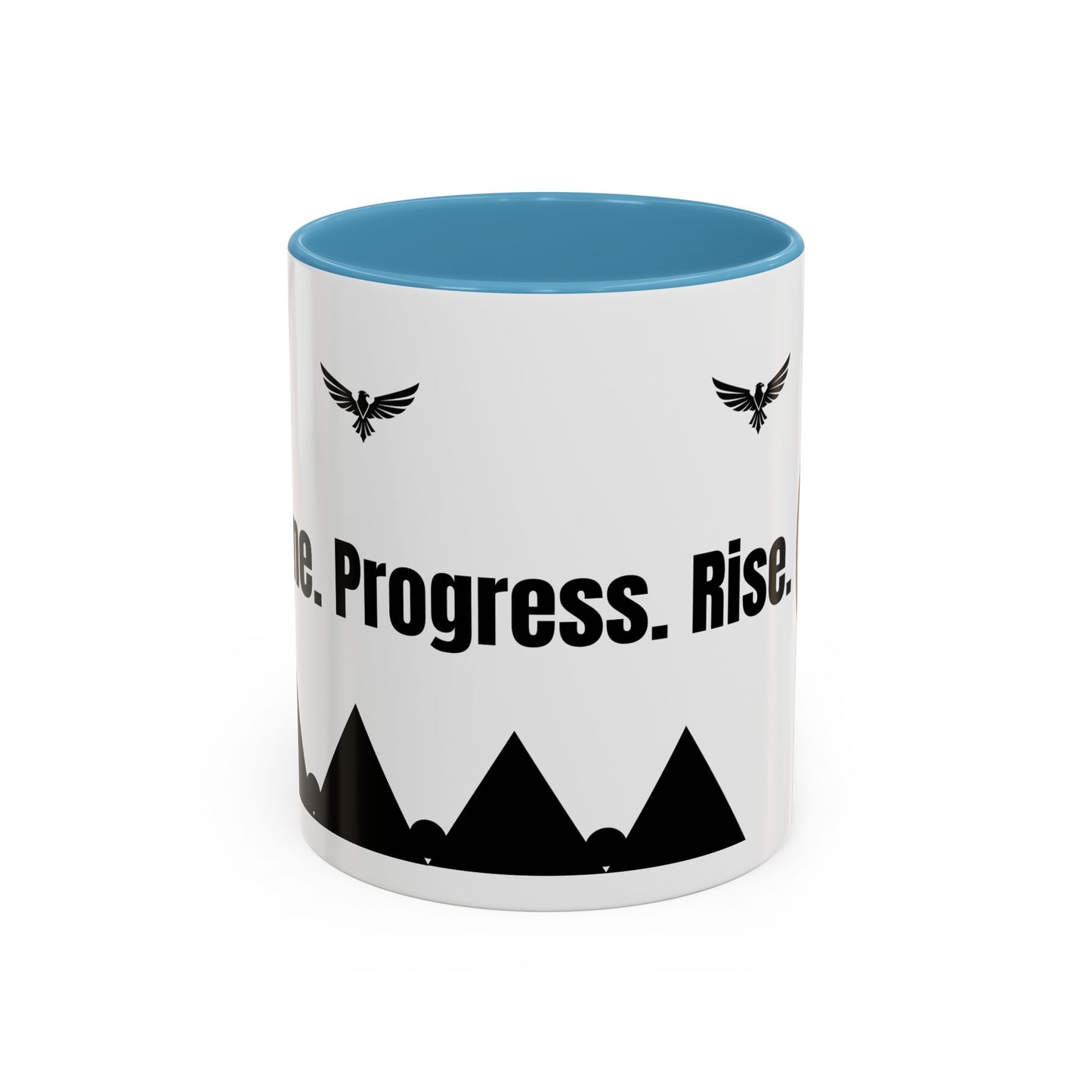 Riseon 'Rise. Progress. Rise.' Accent Coffee Mug – Inspirational Logo Coffee Cup (11/15 oz)