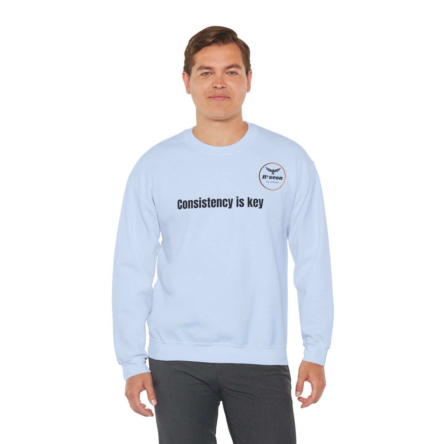 Consistency Is Key Sweatshirt — Motivational Crewneck with Eagle Logo
