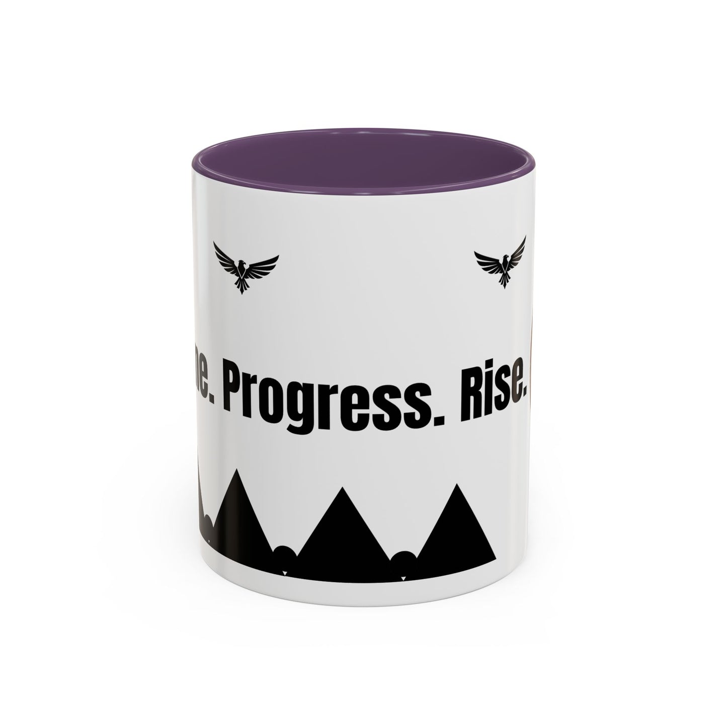 Riseon 'Rise. Progress. Rise.' Accent Coffee Mug – Inspirational Logo Coffee Cup (11/15 oz)