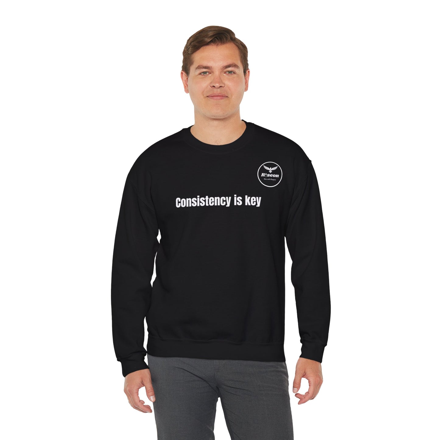 Consistency Is Key Sweatshirt — Motivational Crewneck with Eagle Logo