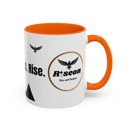 Riseon 'Rise. Progress. Rise.' Accent Coffee Mug – Inspirational Logo Coffee Cup (11/15 oz)