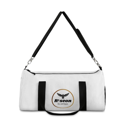 Riseon Logo Duffle Bag - White Gym &amp; Travel Duffel with Shoulder Strap
