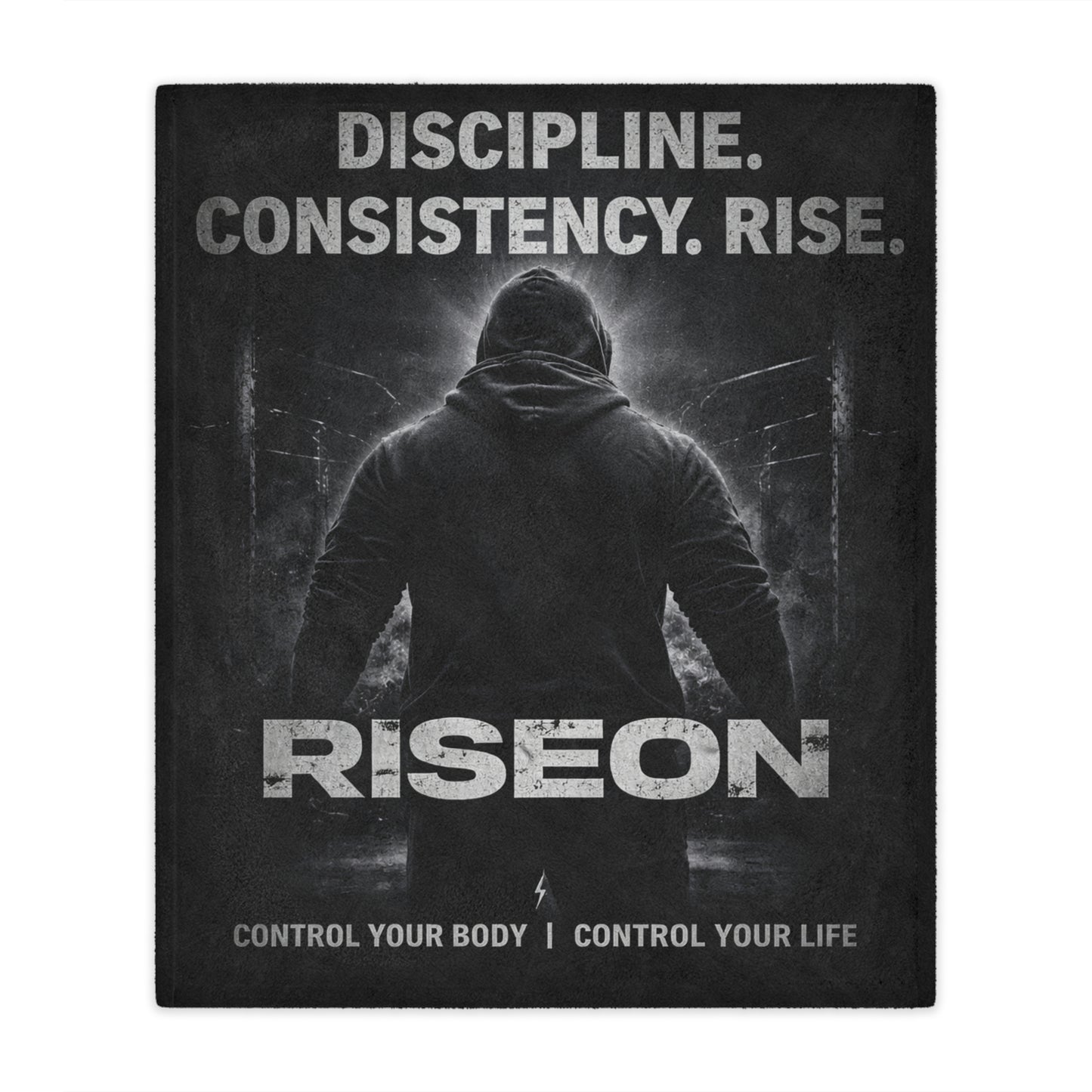 Minky Blanket — Motivational 'RISEON' Fitness Throw (Discipline. Consistency. Rise.)