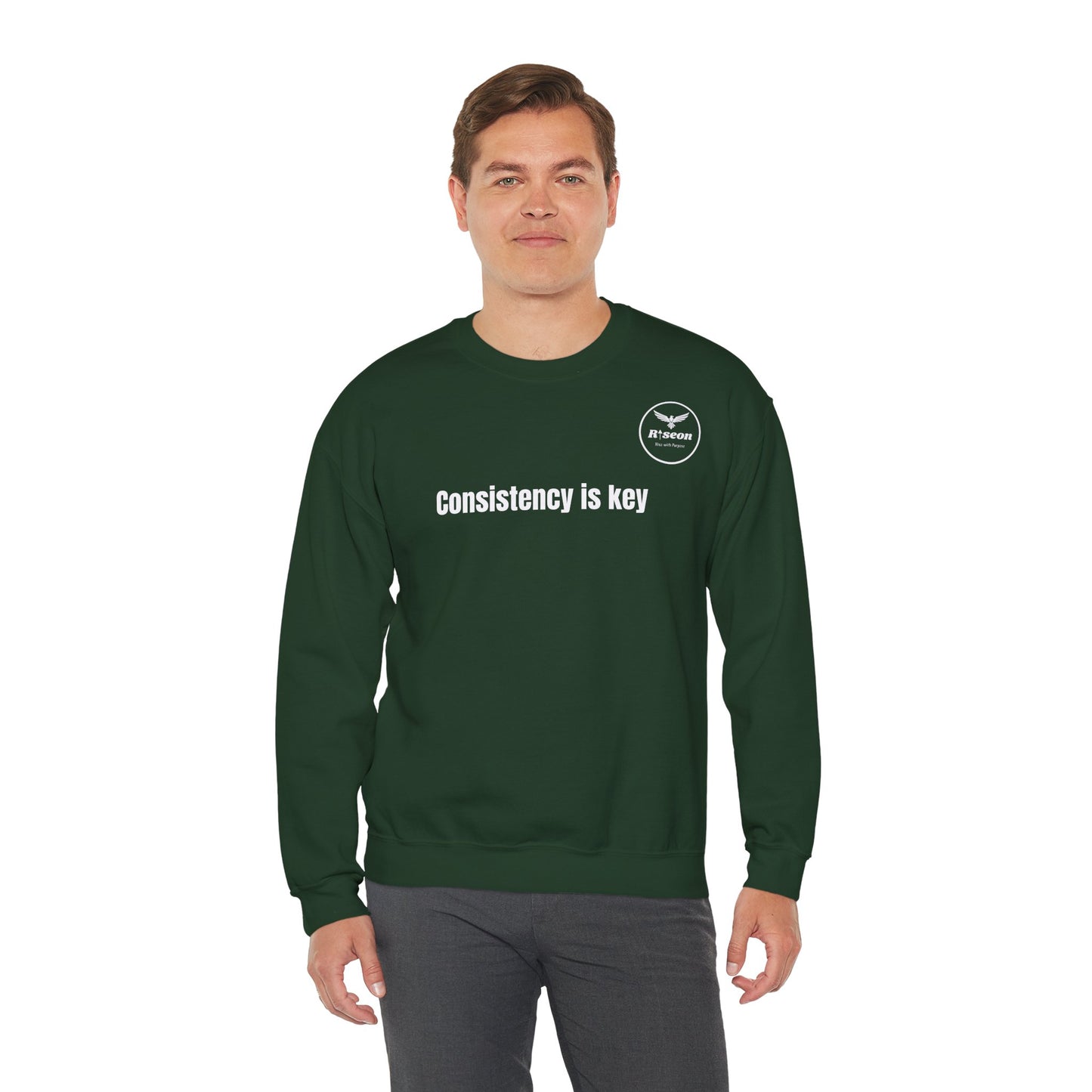Consistency Is Key Sweatshirt — Motivational Crewneck with Eagle Logo