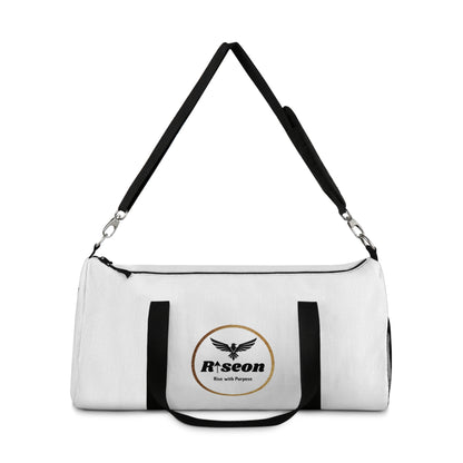 Riseon Logo Duffle Bag - White Gym &amp; Travel Duffel with Shoulder Strap