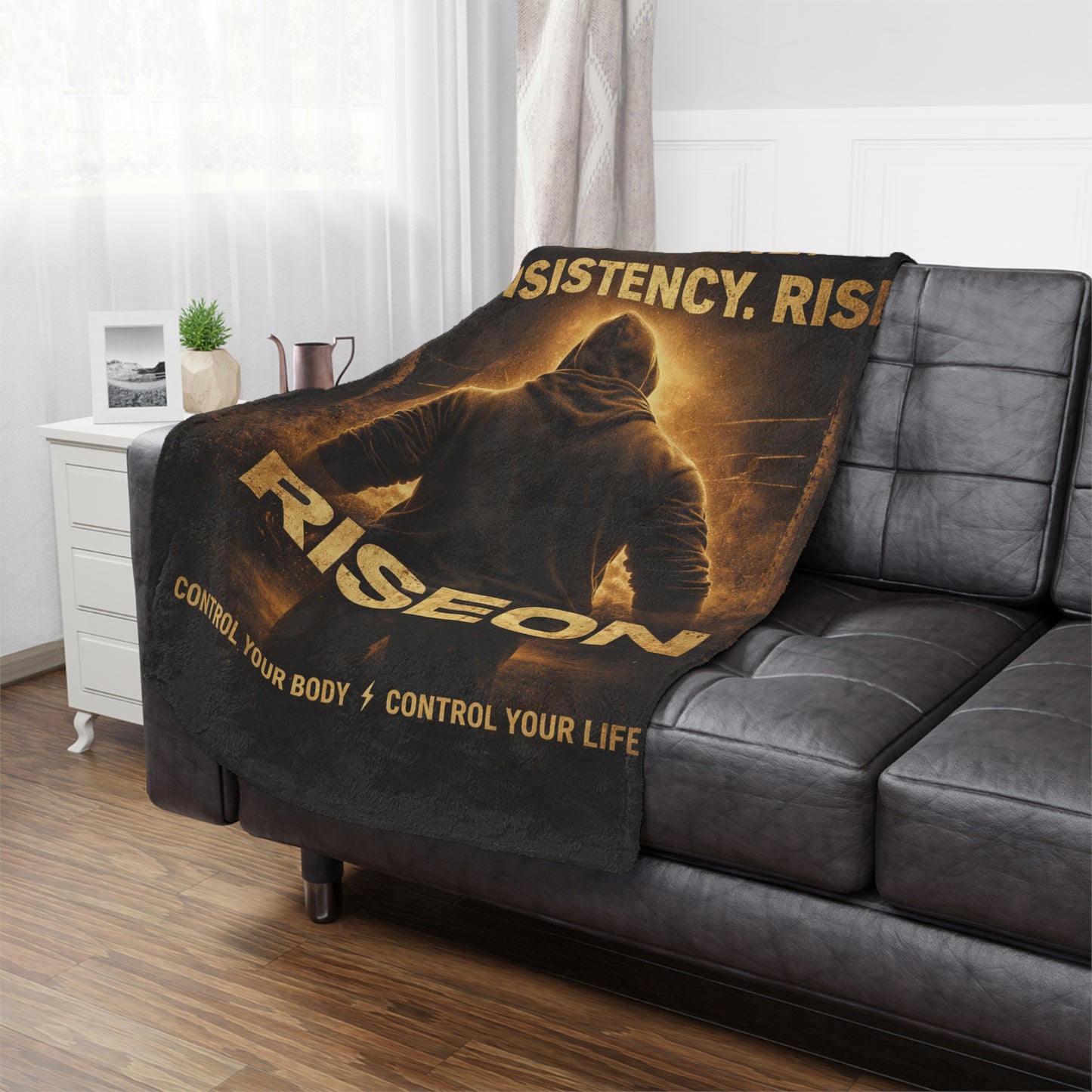 Minky Blanket — RiseOn Motivational Throw: "Discipline. Consistency. Rise." Fitness Inspiration Blanket