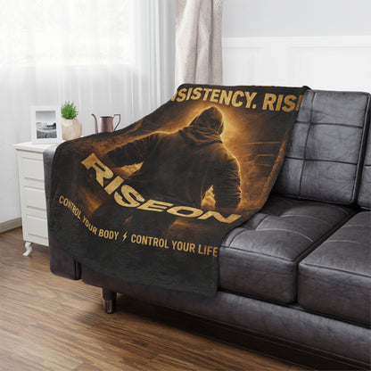 Minky Blanket — RiseOn Motivational Throw: "Discipline. Consistency. Rise." Fitness Inspiration Blanket