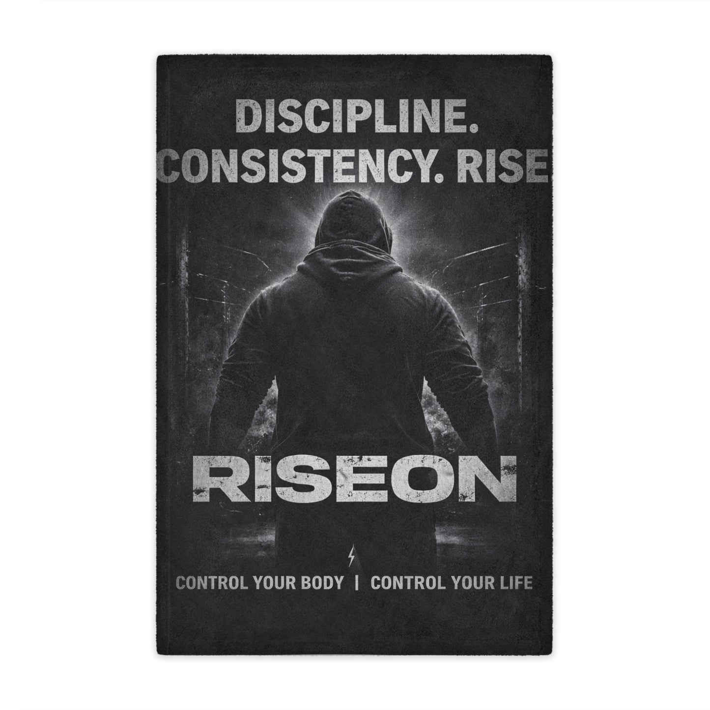 Minky Blanket — Motivational 'RISEON' Fitness Throw (Discipline. Consistency. Rise.)