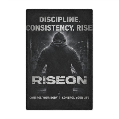 Minky Blanket — Motivational 'RISEON' Fitness Throw (Discipline. Consistency. Rise.)
