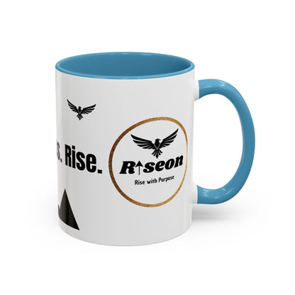 Riseon 'Rise. Progress. Rise.' Accent Coffee Mug – Inspirational Logo Coffee Cup (11/15 oz)