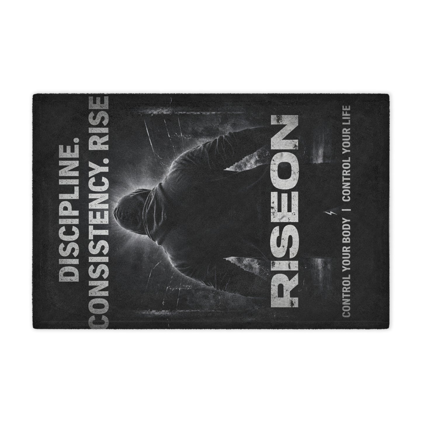 Minky Blanket — Motivational 'RISEON' Fitness Throw (Discipline. Consistency. Rise.)