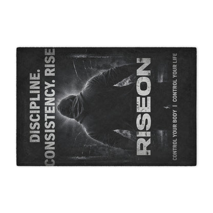 Minky Blanket — Motivational 'RISEON' Fitness Throw (Discipline. Consistency. Rise.)