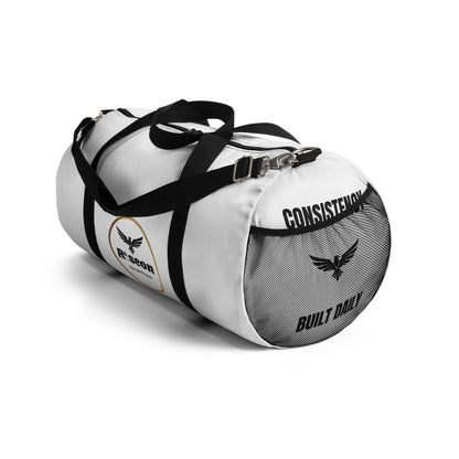 Riseon Logo Duffle Bag - White Gym &amp; Travel Duffel with Shoulder Strap