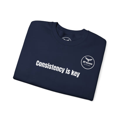 Consistency Is Key Sweatshirt — Motivational Crewneck with Eagle Logo