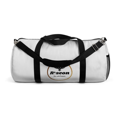 Riseon Logo Duffle Bag - White Gym &amp; Travel Duffel with Shoulder Strap