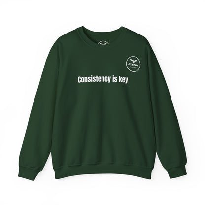 Consistency Is Key Sweatshirt — Motivational Crewneck with Eagle Logo