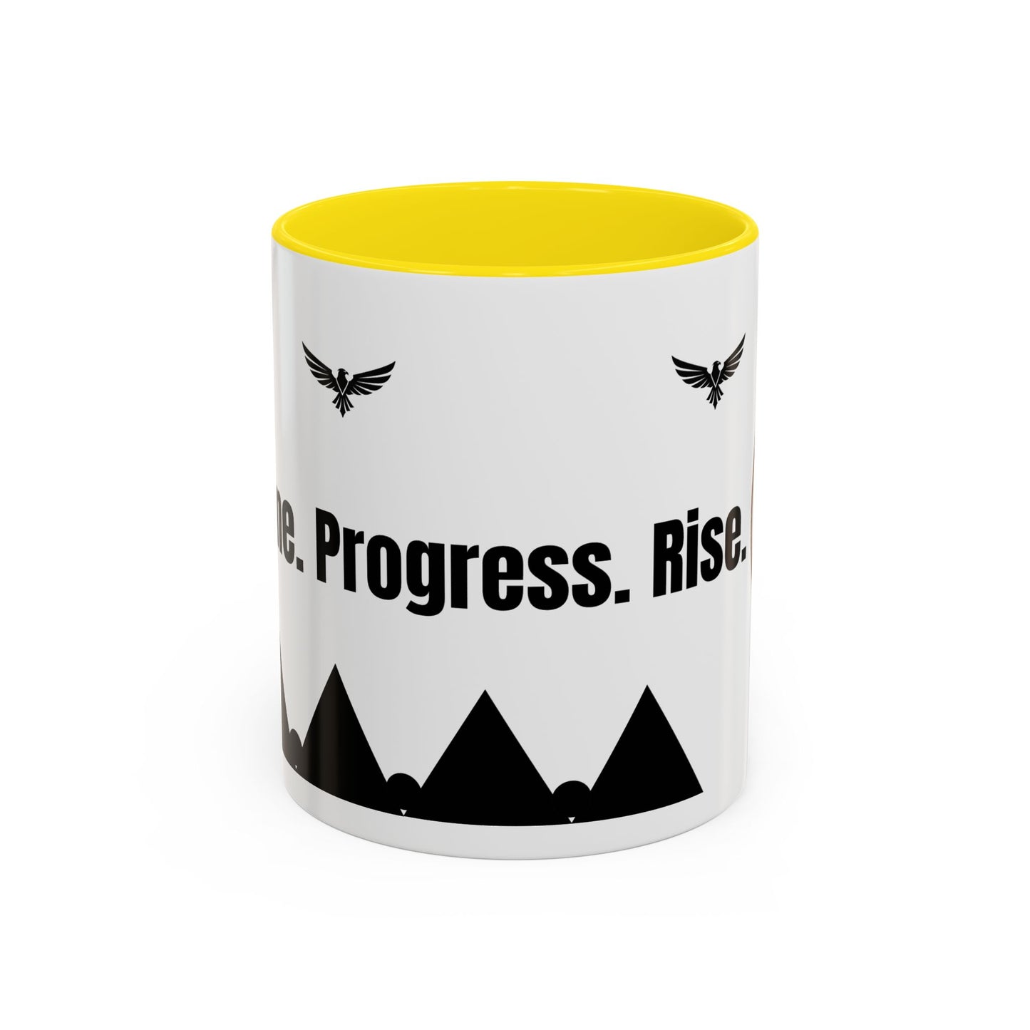 Riseon 'Rise. Progress. Rise.' Accent Coffee Mug – Inspirational Logo Coffee Cup (11/15 oz)