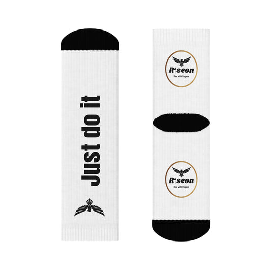 Just Do It Crew Socks — Motivational White Athletic Socks with Logo