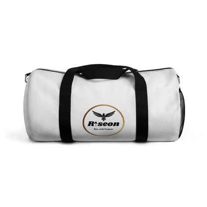 Riseon Logo Duffle Bag - White Gym &amp; Travel Duffel with Shoulder Strap