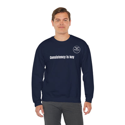 Consistency Is Key Sweatshirt — Motivational Crewneck with Eagle Logo