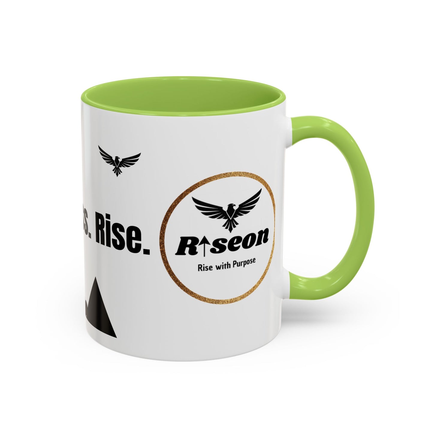 Riseon 'Rise. Progress. Rise.' Accent Coffee Mug – Inspirational Logo Coffee Cup (11/15 oz)