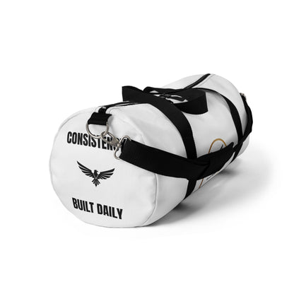 Riseon Logo Duffle Bag - White Gym &amp; Travel Duffel with Shoulder Strap